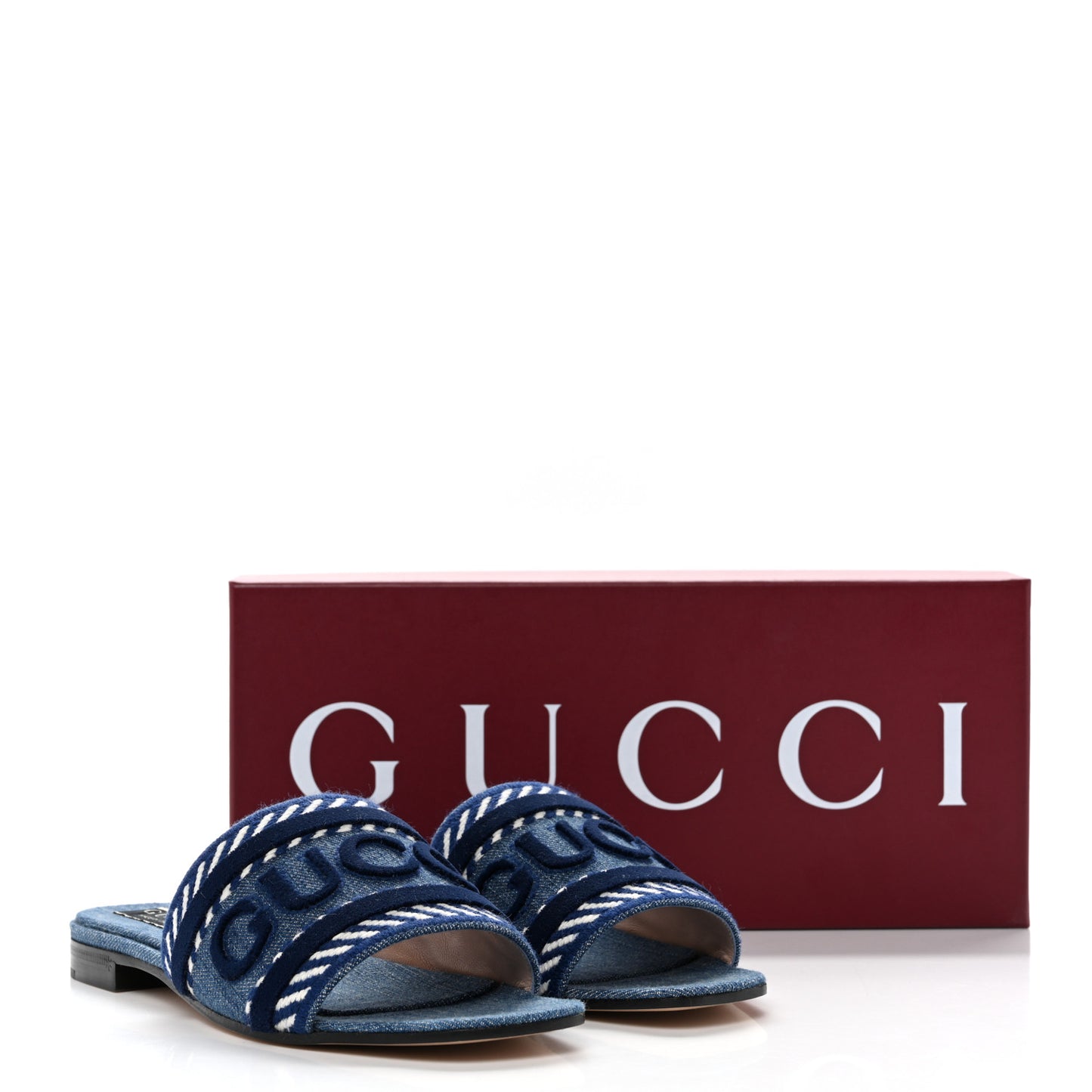 Plain Spain Denim Logo Slide Sandals 37 Light Blue