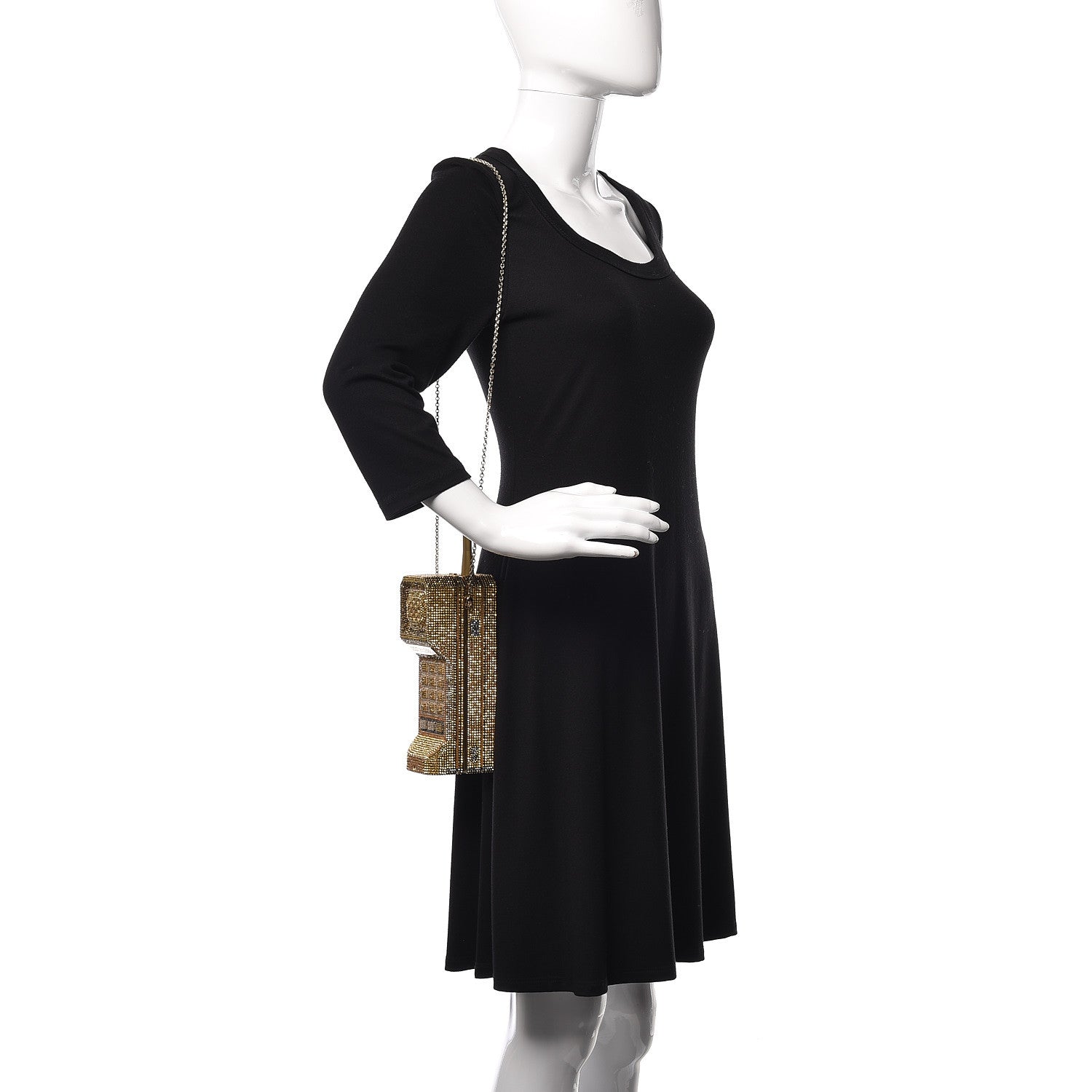 Judith Leiber Austrian Crystal Call Me Brick Phone Minaudiere Clutch Multicolor Gold 2 of 15
