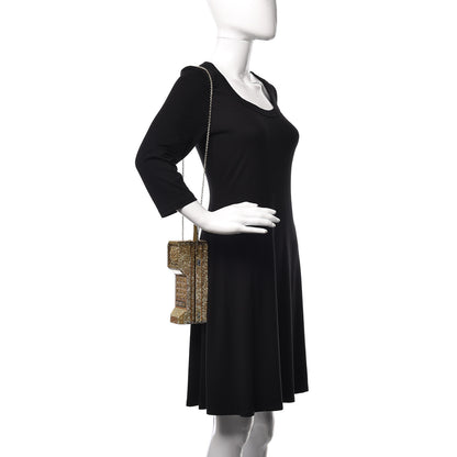Judith Leiber Austrian Crystal Call Me Brick Phone Minaudiere Clutch Multicolor Gold 2 of 15
