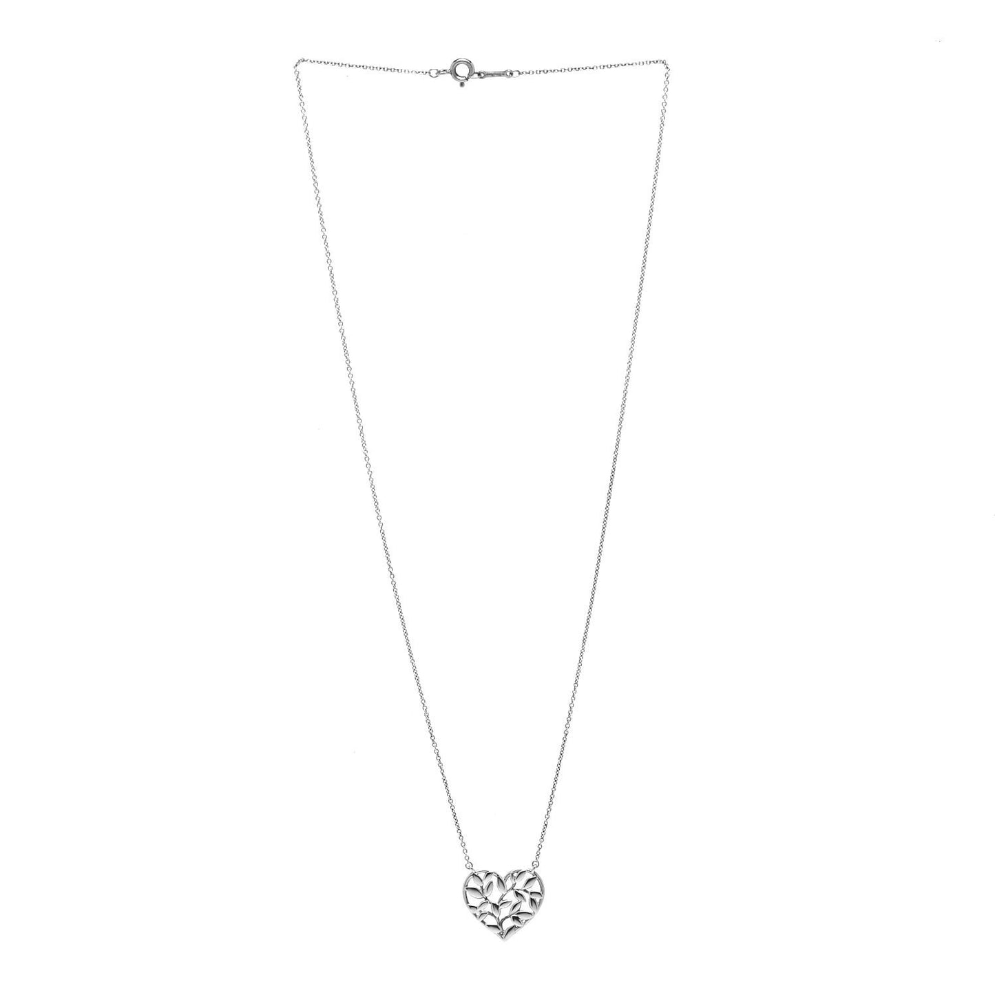 Sterling Silver Paloma Picasso Olive Leaf Heart Pendant Necklace