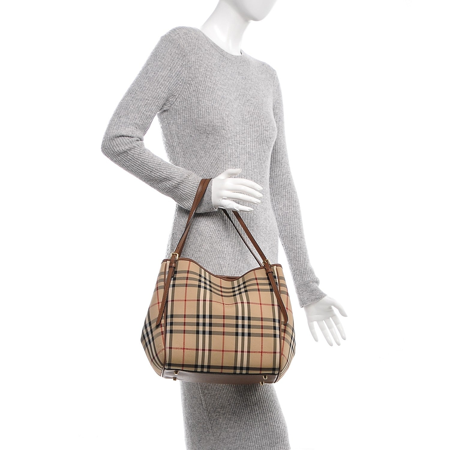 Burberry Horseferry Check Small Canter Tote Tan 2 of 7