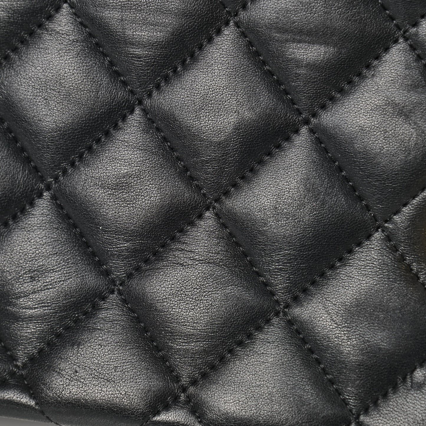 Lambskin Quilted Jumbo Double Flap Black