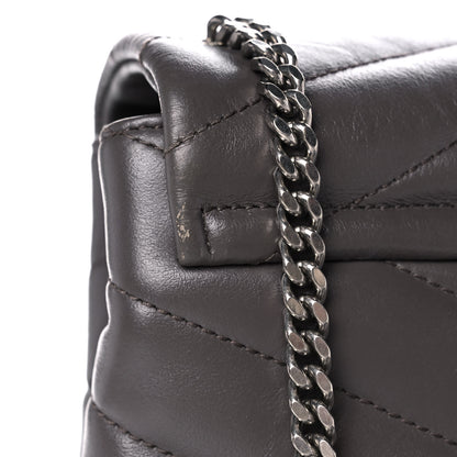 Saint Laurent Calfskin Y Quilted Monogram Small Loulou Chain Satchel Earth 16 of 20