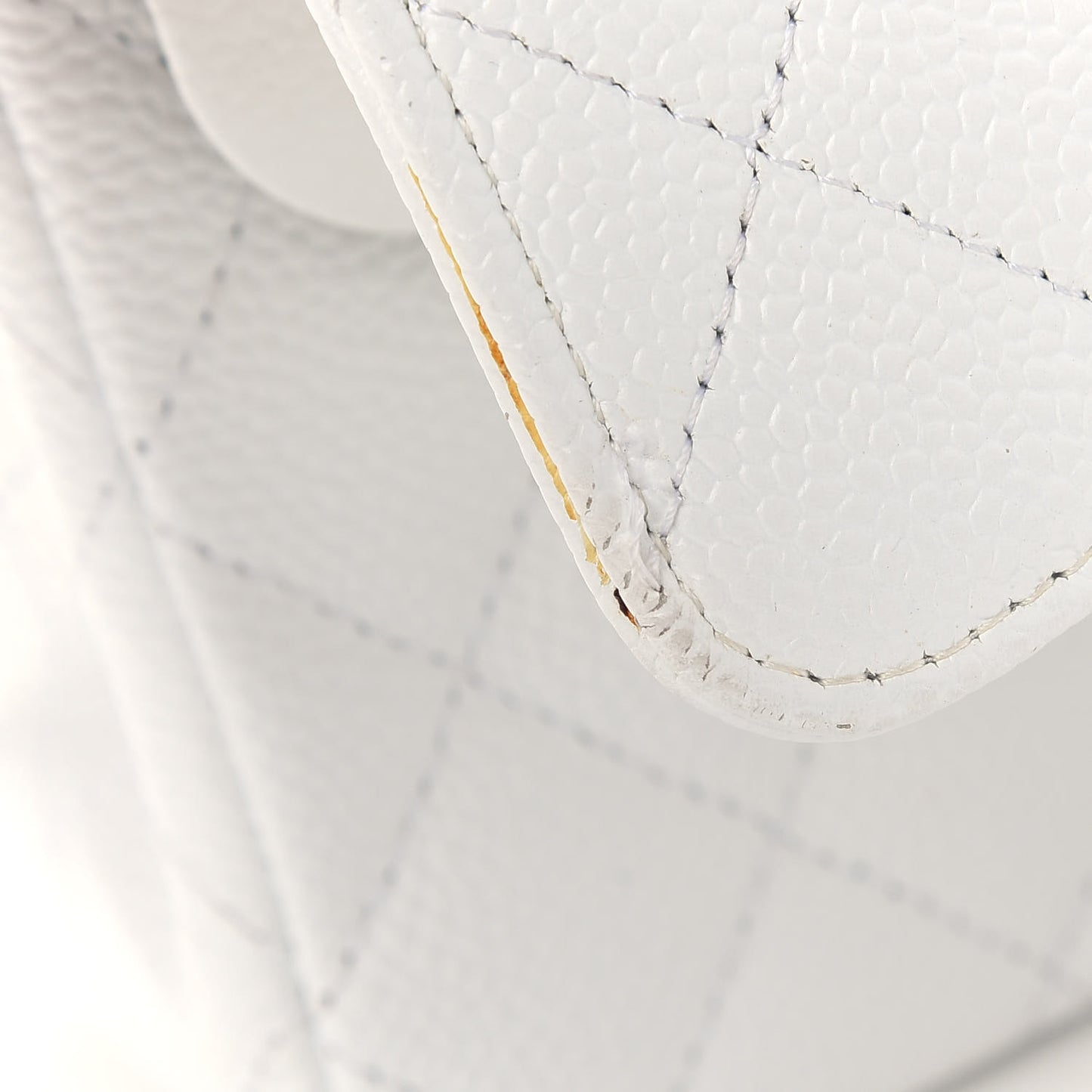 Caviar Quilted Medium Double Flap White
