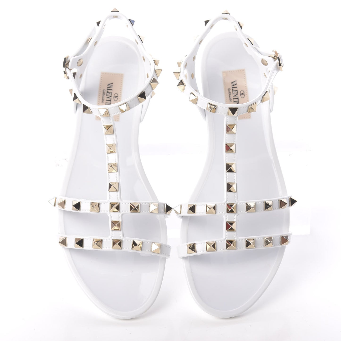 PVC Jelly Rockstud Caged Sandals 39 Optic White
