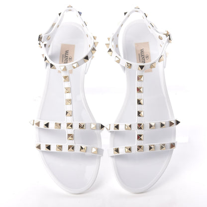 Valentino Garavani PVC Jelly Rockstud Caged Sandals 39 Optic White 5 of 9