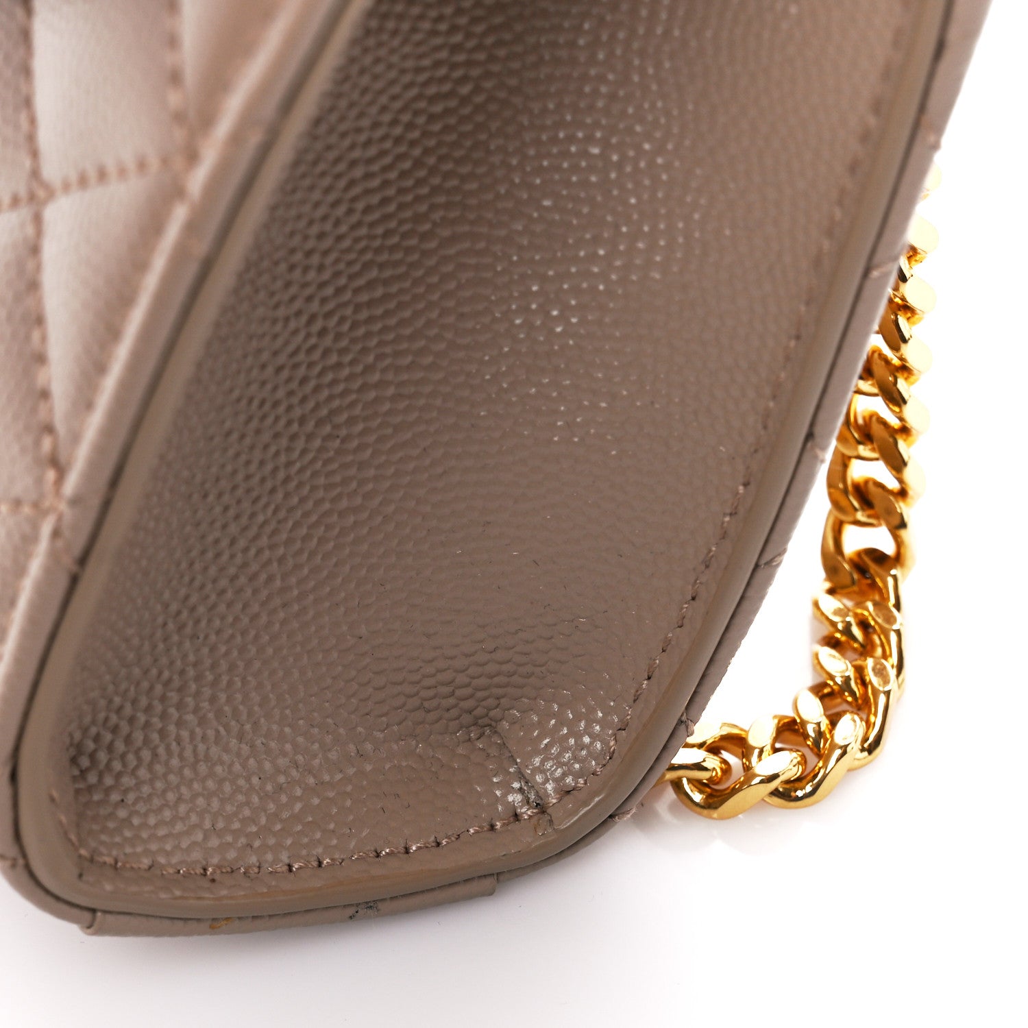Saint Laurent Grain De Poudre Textured Mixed Matelasse Triquilt Small Monogram Satchel Dark Beige 12 of 13