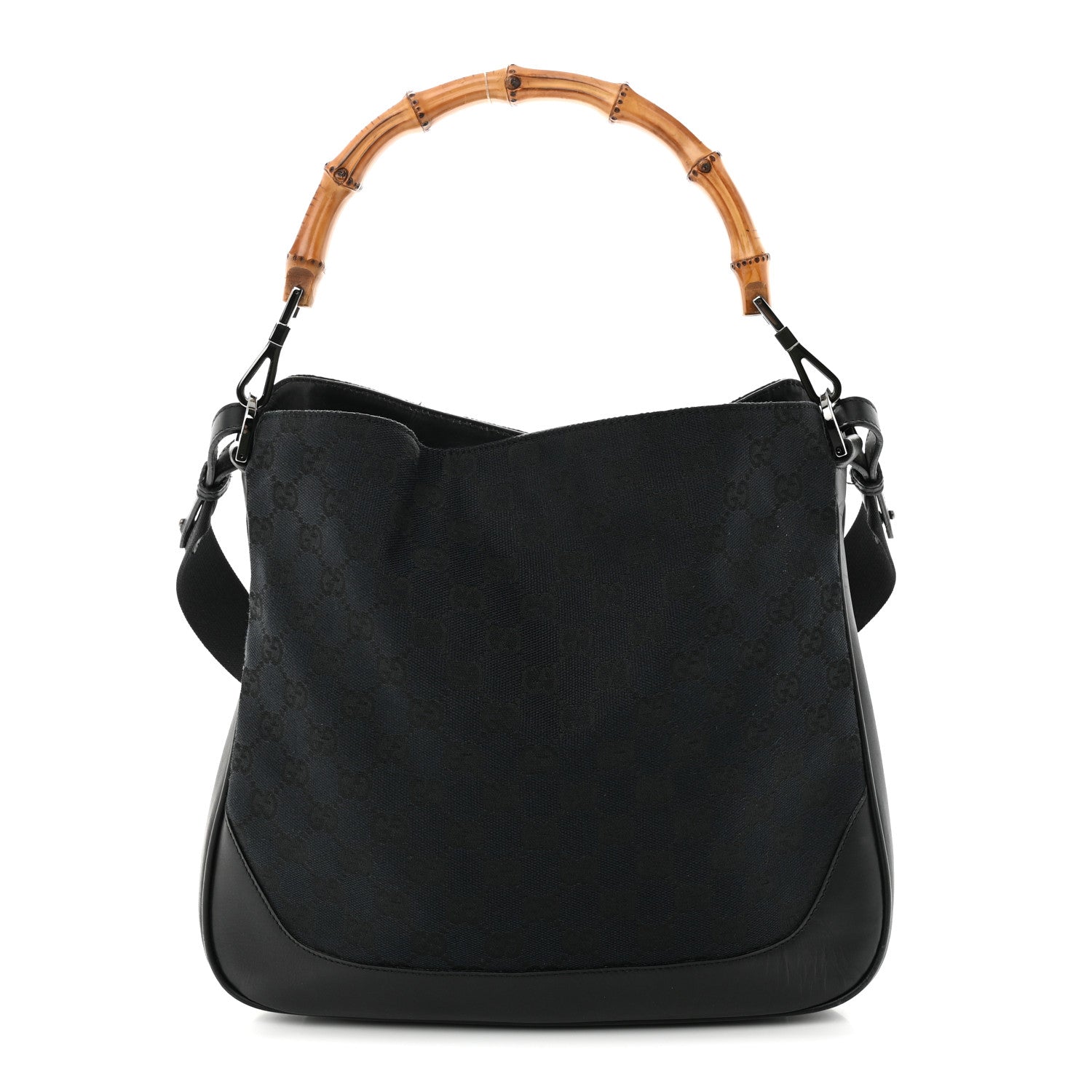 Gucci Monogram Bamboo Top Handle Bag Black 1 of 14
