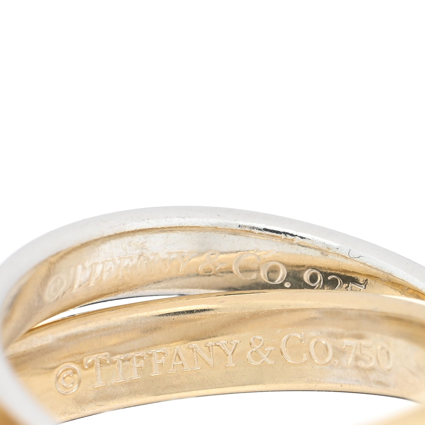 Sterling Silver 18K Yellow Gold 1837 Interlocking Circles Ring 51 5.75