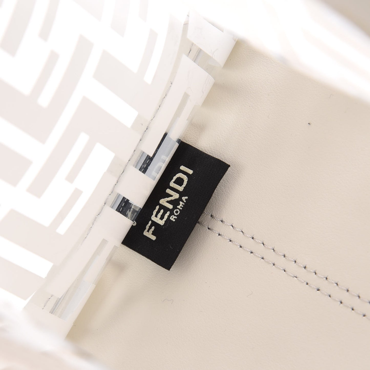 TPU FF Vitello Century Plexiglass Small Runaway Shopper Tote White