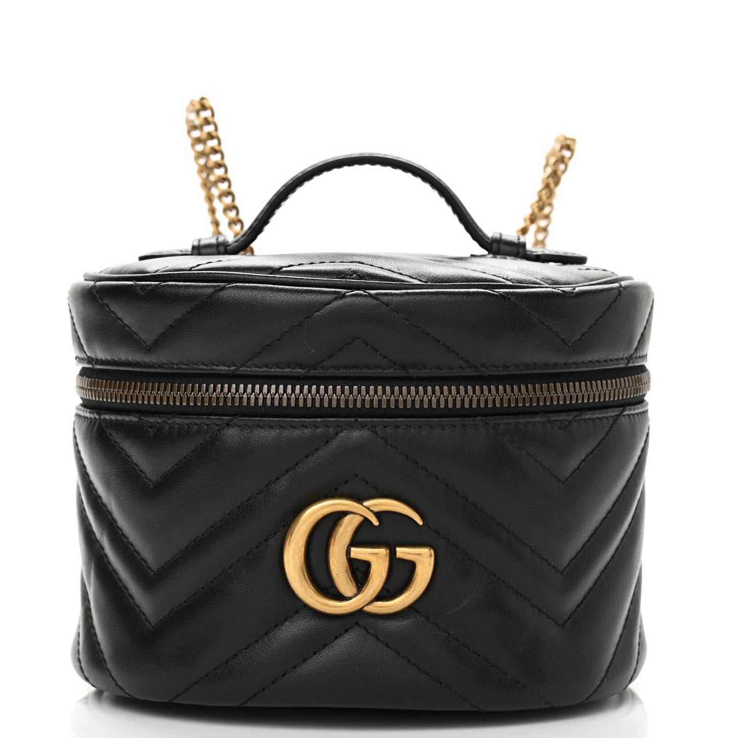 Calfskin Matelasse Mini GG Marmont Round Backpack Black
