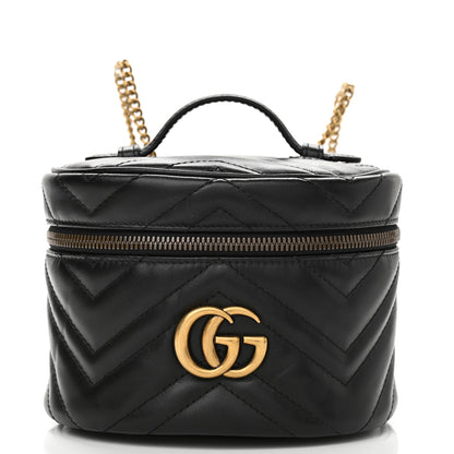 Gucci Calfskin Matelasse Mini GG Marmont Round Backpack Black 8 of 11