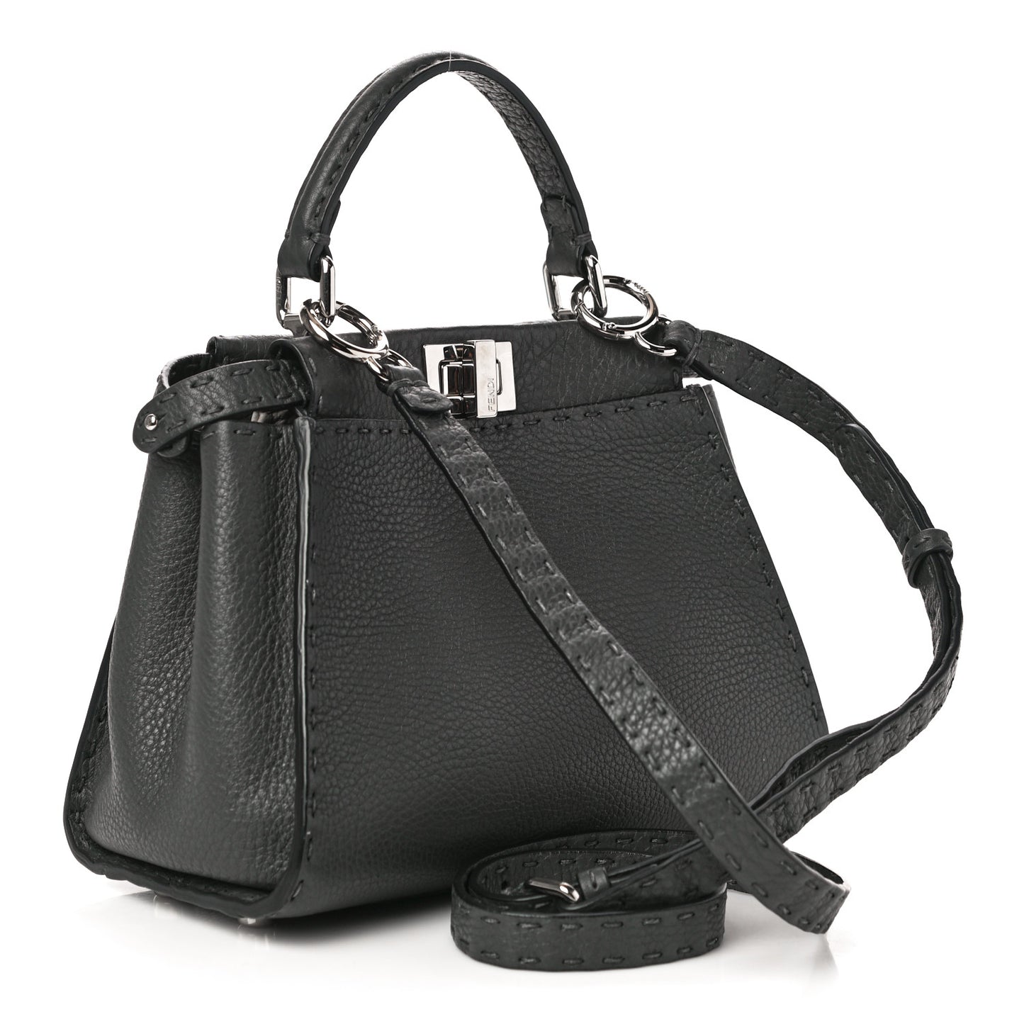 Cuoio Romano Selleria Bi-Color Mini Peekaboo Iconic Satchel Asfalto Latte