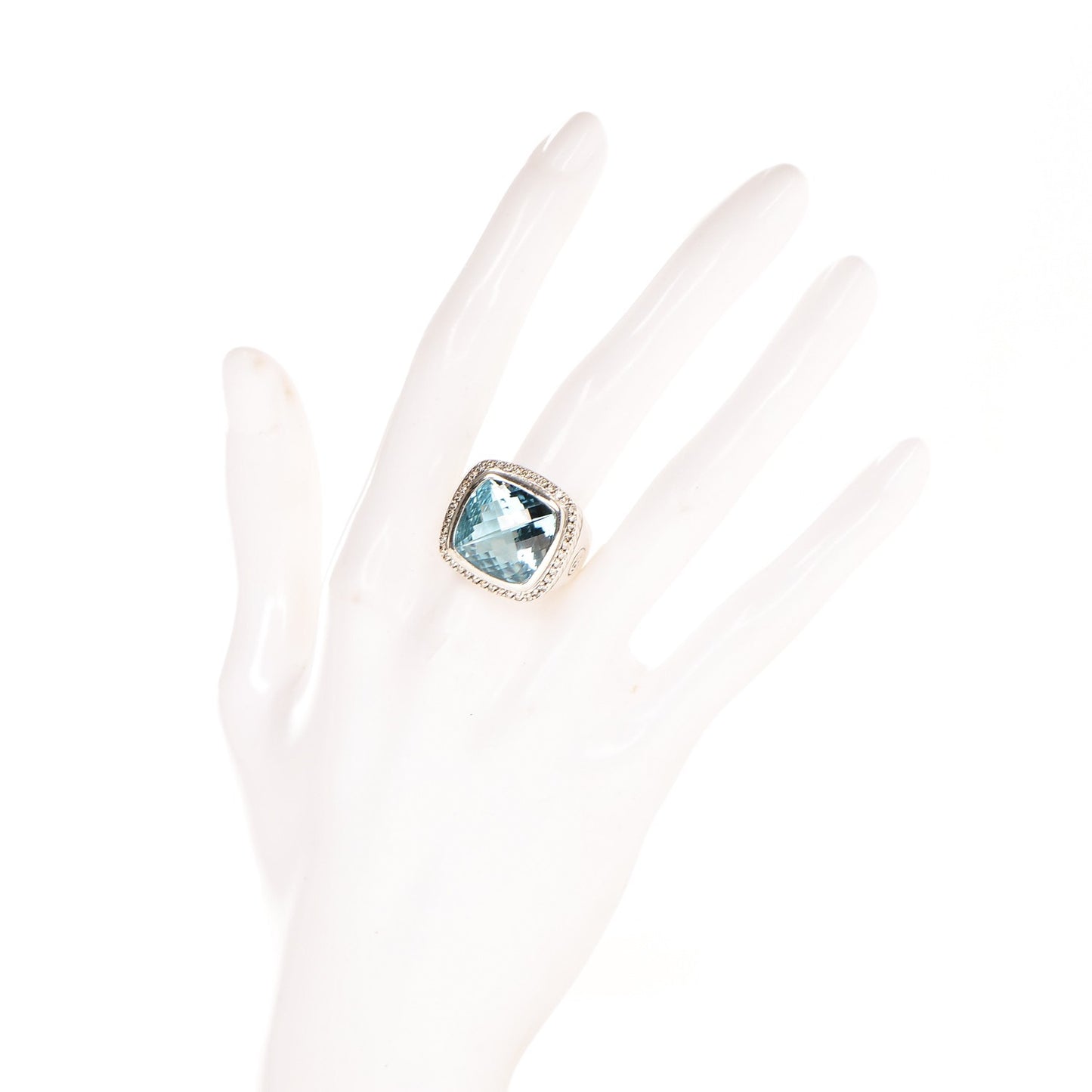 Sterling Silver Diamond Blue Topaz 16mm Albion Ring 57 8