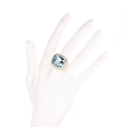 David Yurman Sterling Silver Diamond Blue Topaz 16mm Albion Ring 57 8 2 of 6
