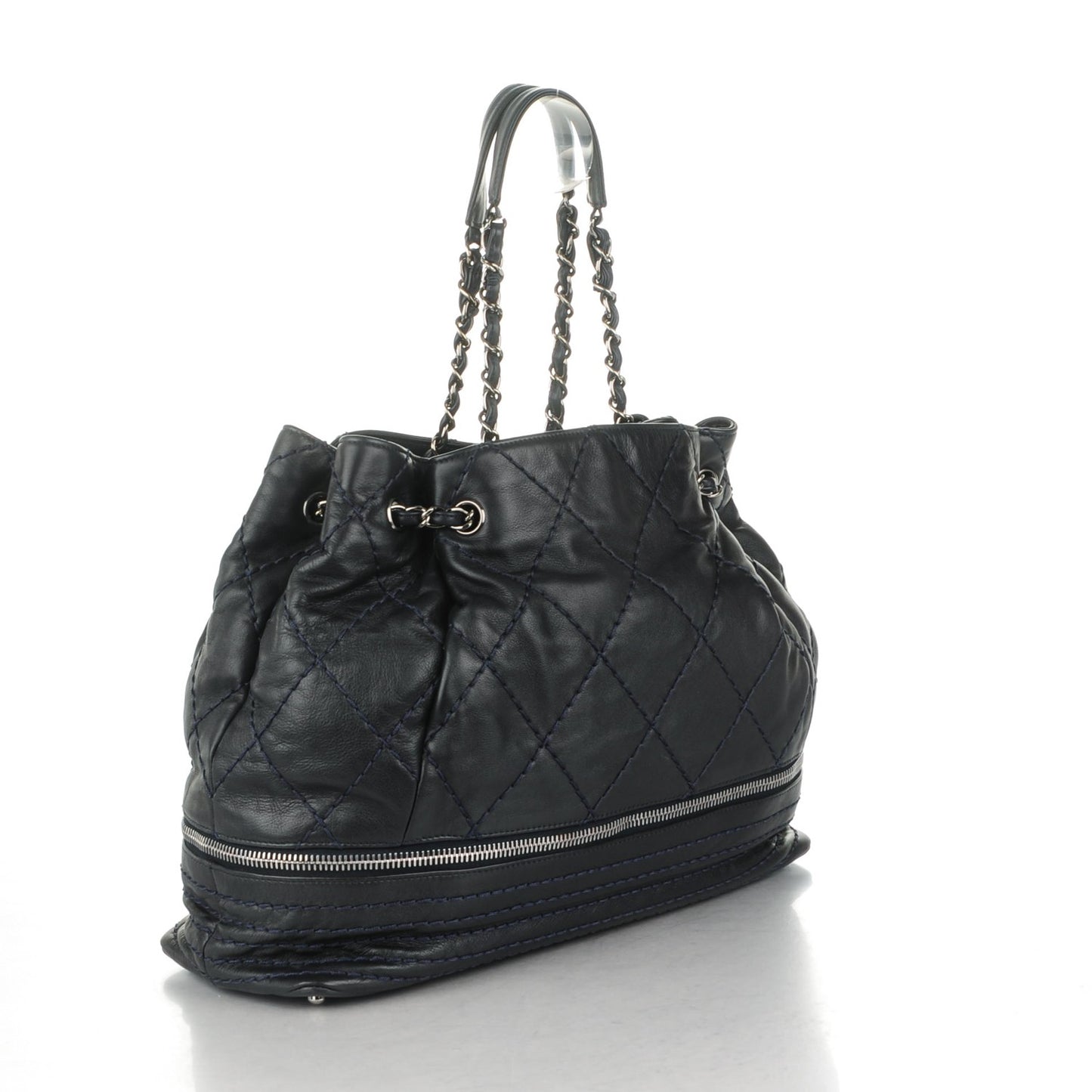 Lambskin Expandable Tote Dark Navy