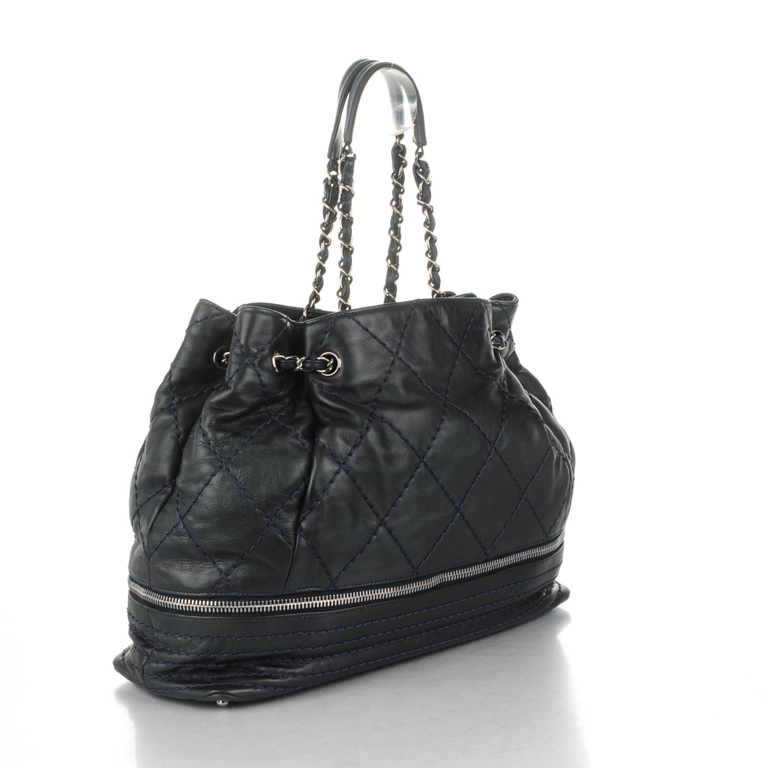 Chanel Lambskin Expandable Tote Dark Navy 3 of 9