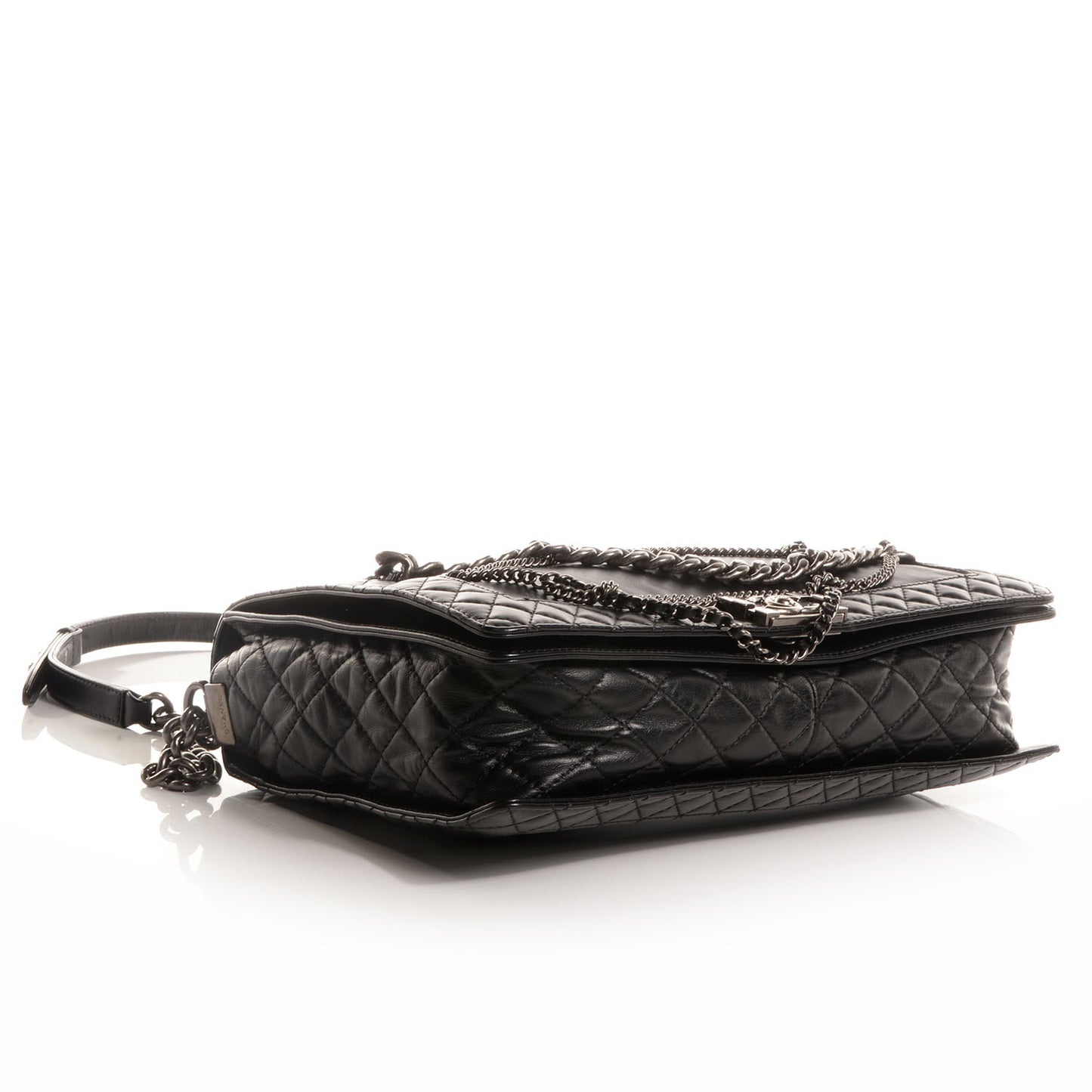 Calfskin Enchained Large Boy Flap Black