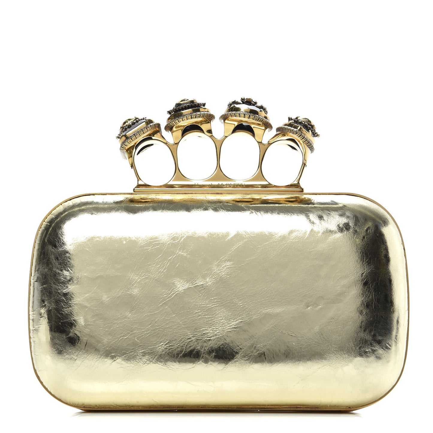 Nappa Spider Knuckle Box Clutch Gold