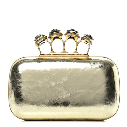 Alexander McQueen Nappa Spider Knuckle Box Clutch Gold 1 of 10