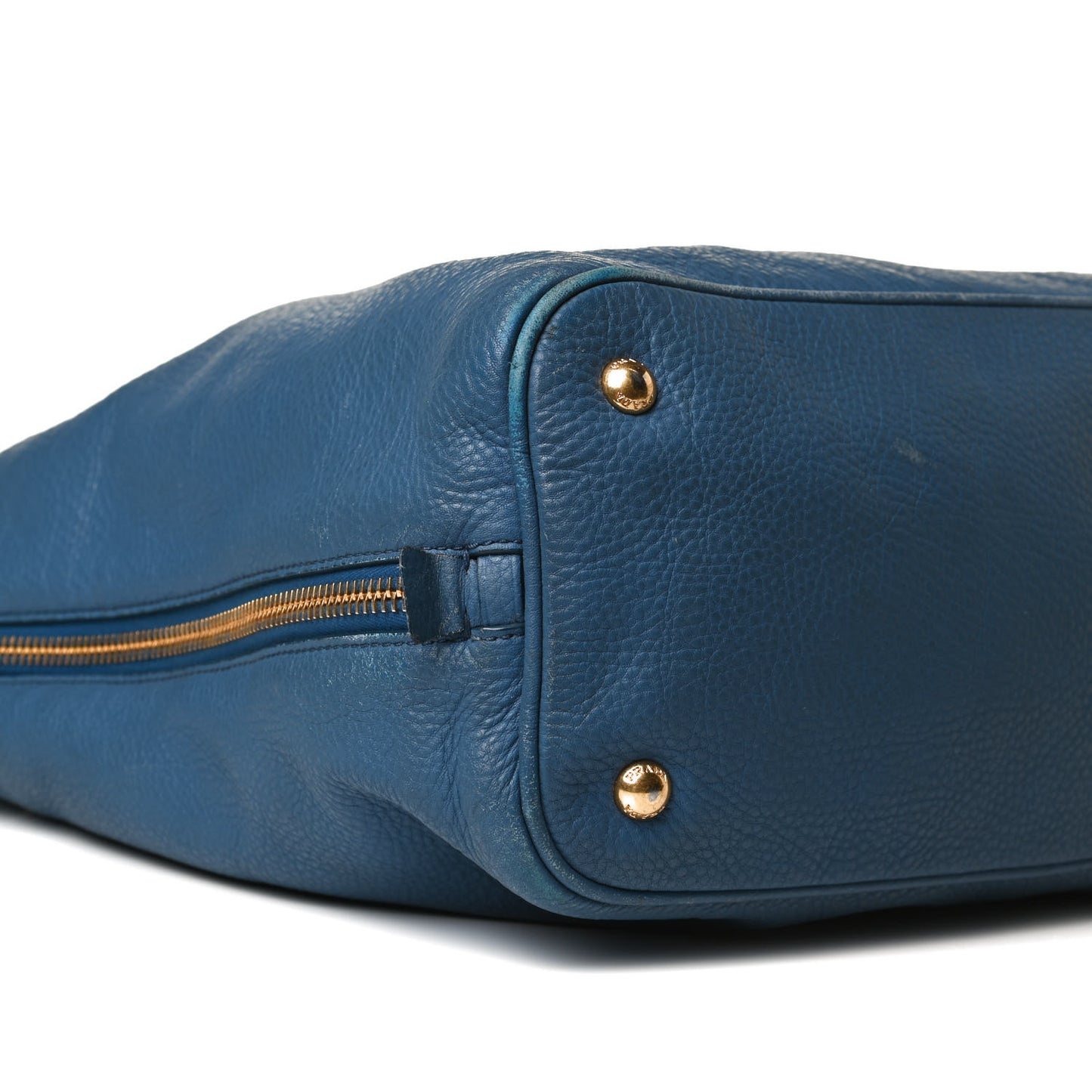 Vitello Daino Side Zip Tote Cobalto