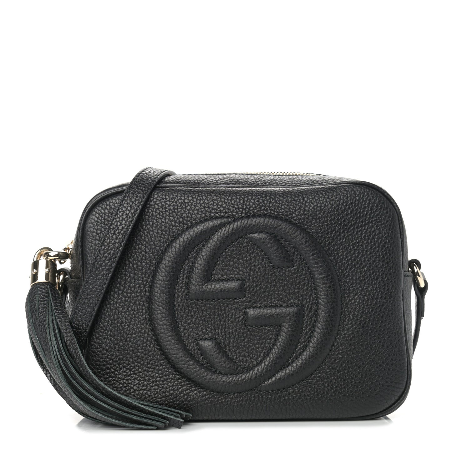 Pebbled Calfskin Small Soho Disco Bag Black