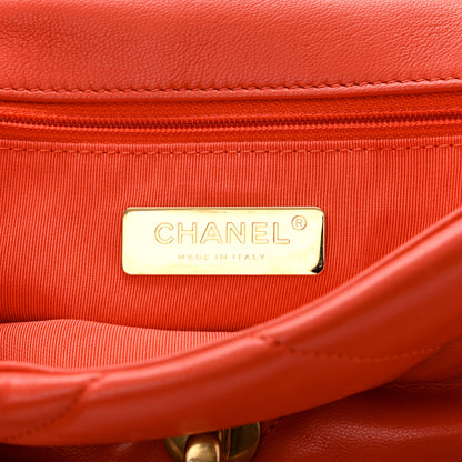 Chanel Goatskin Quilted Medium Chanel 19 Flap Orange 6 of 10