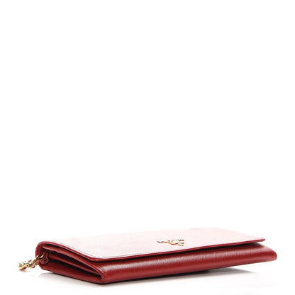 Prada Saffiano Metal Oro Chain Wallet Fuoco 4 of 15