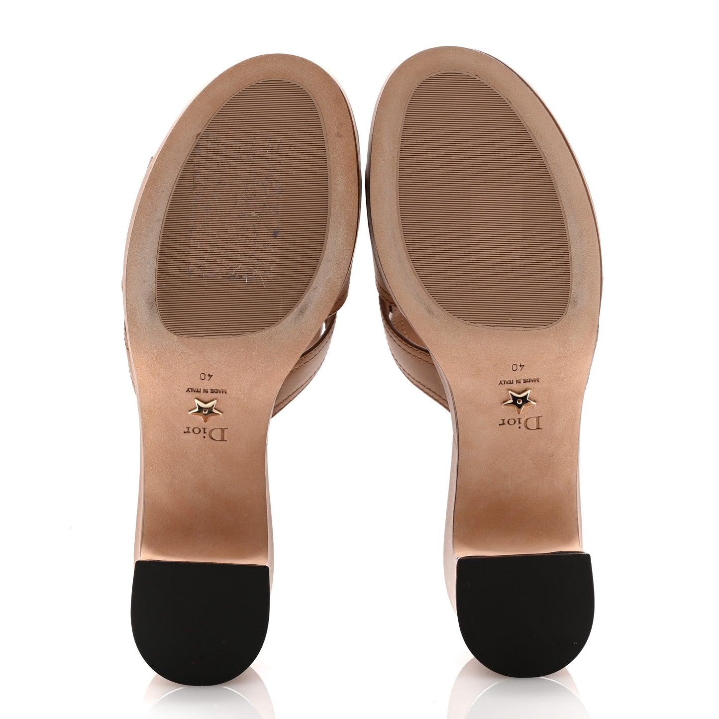 Calfskin 30 Montaigne Mid-Heel Slide Sandals 40 Cuir