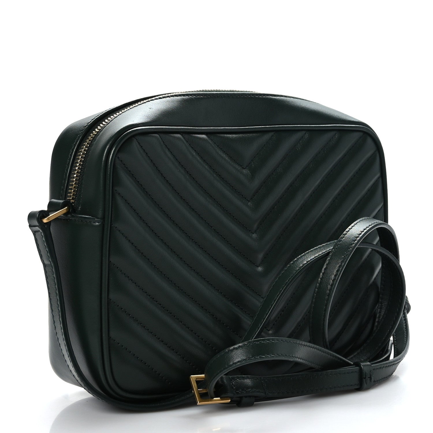 Saint Laurent Calfskin Matelasse Monogram Lou Camera Bag Military Green 3 of 9
