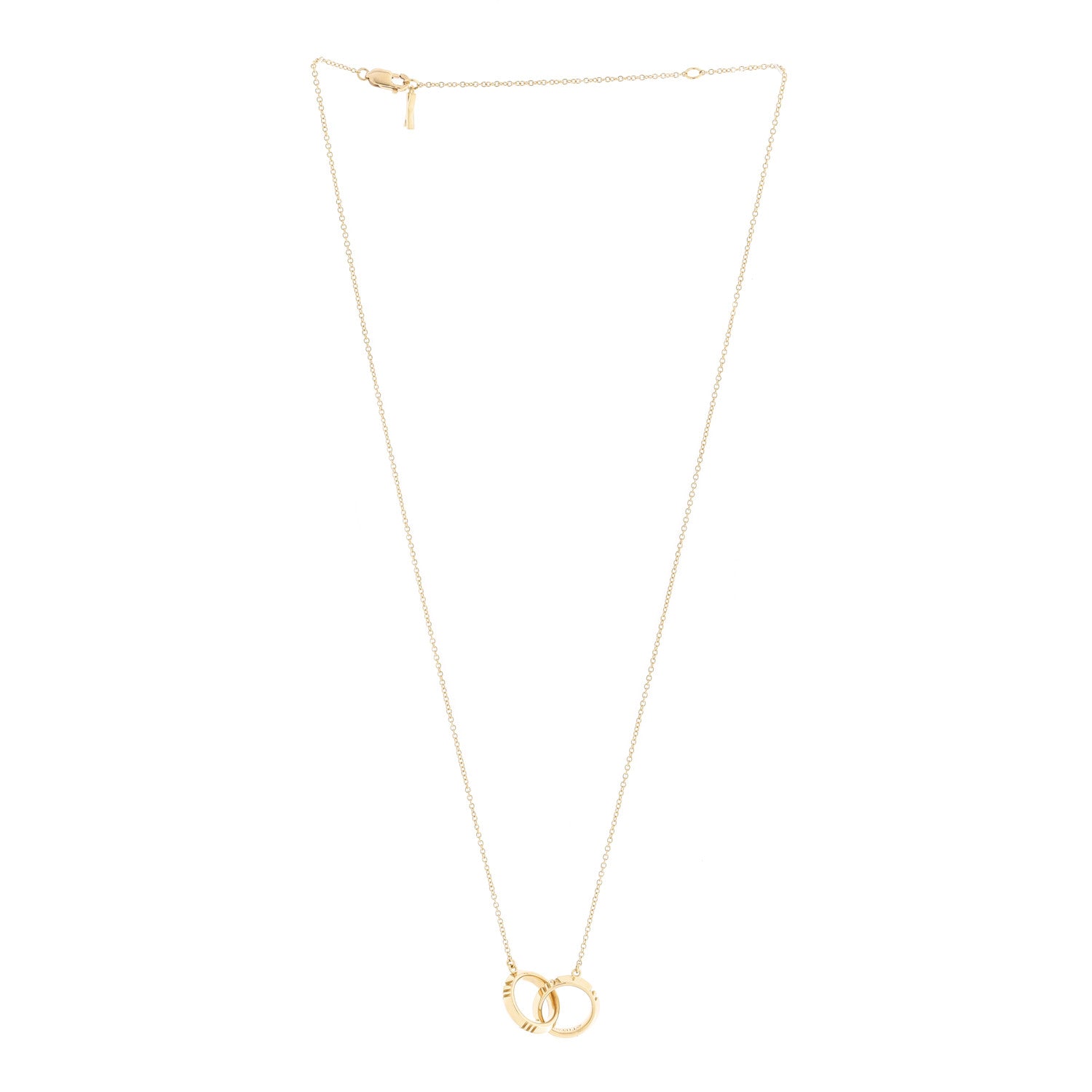 Tiffany 18K Yellow Gold Interlocking Atlas Open Pendant Necklace 3 of 6