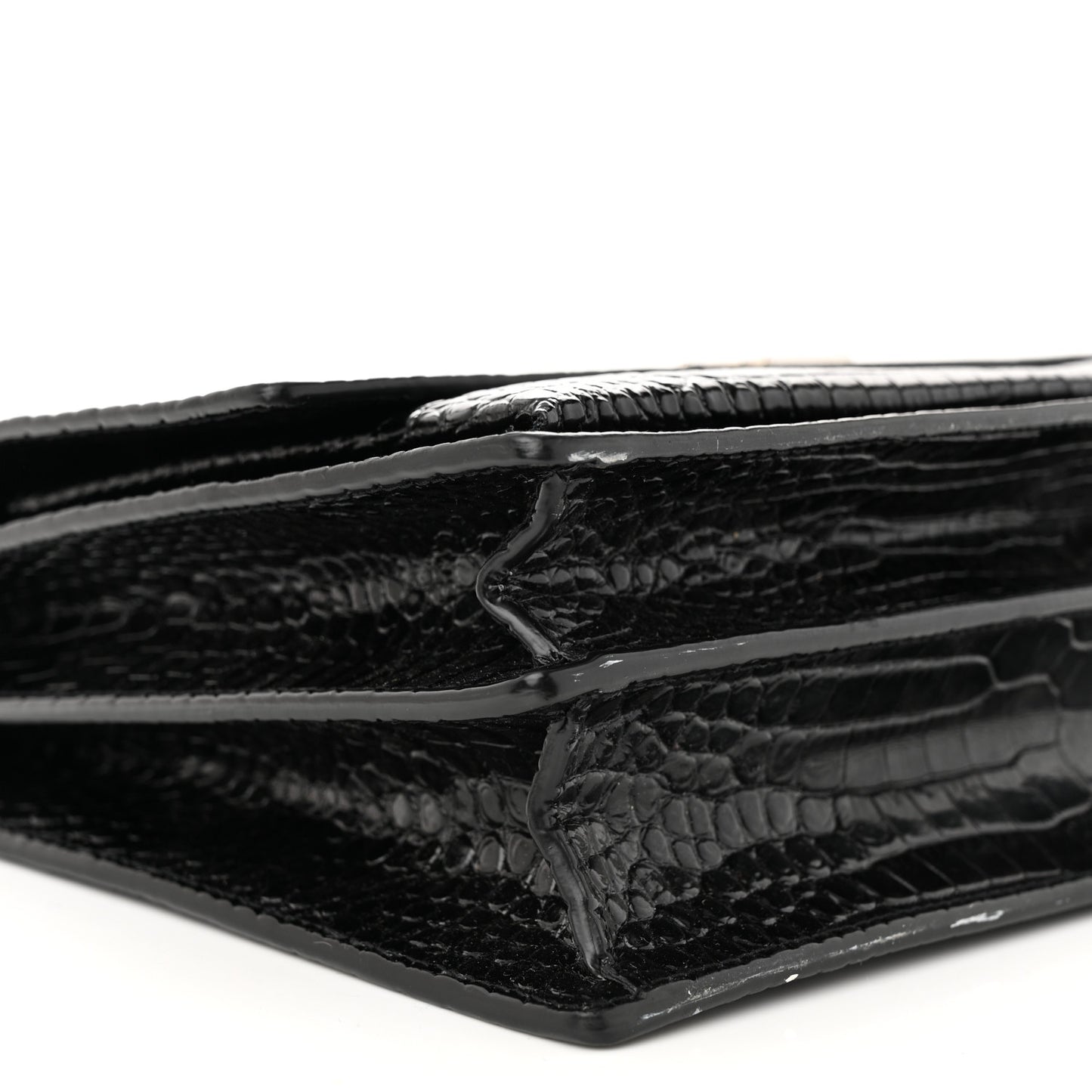 Calfskin Crocodile Embossed Large Monogram Sunset Sunset Black
