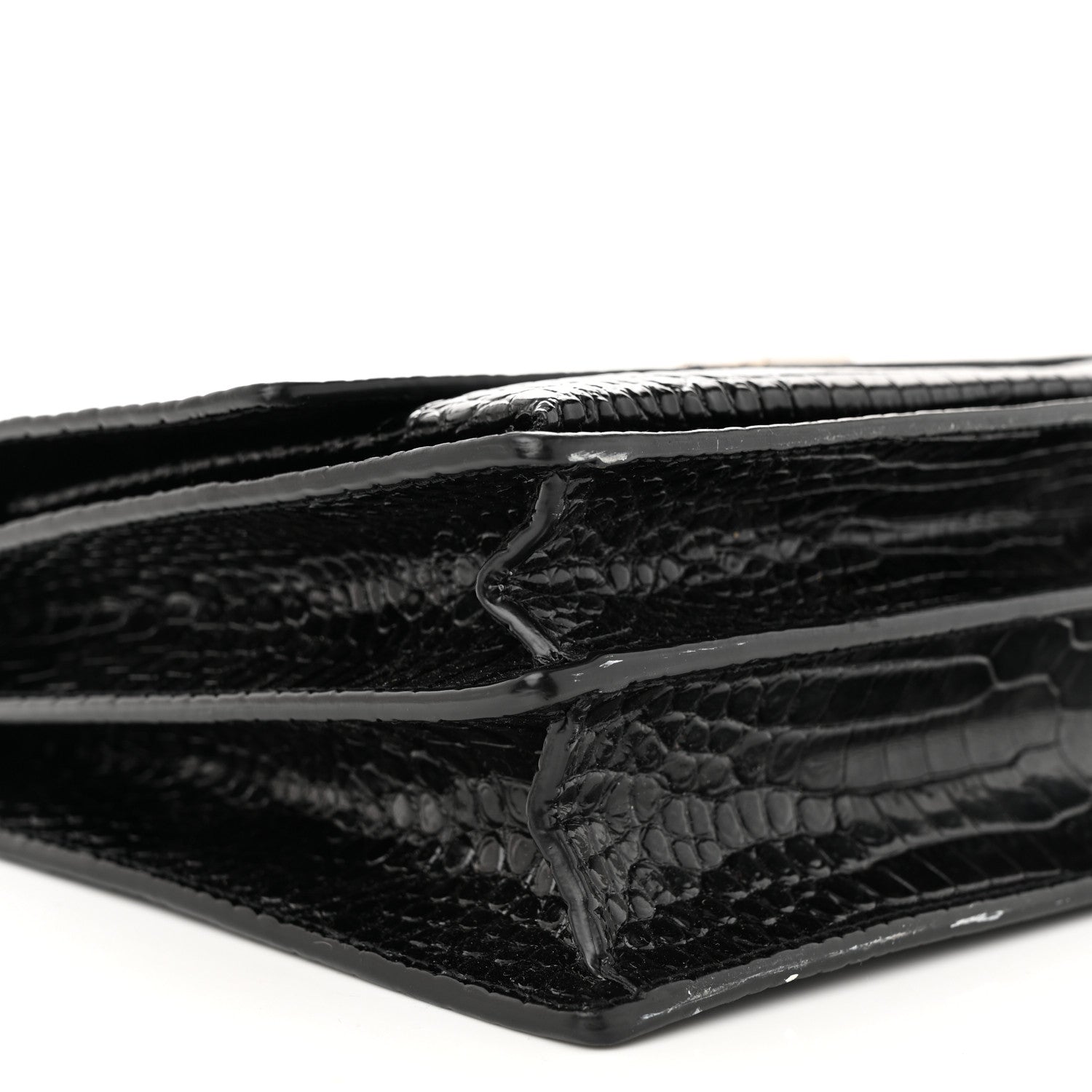 Saint Laurent Calfskin Crocodile Embossed Large Monogram Sunset Sunset Black 8 of 10