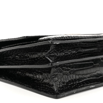 Saint Laurent Calfskin Crocodile Embossed Large Monogram Sunset Sunset Black 8 of 10