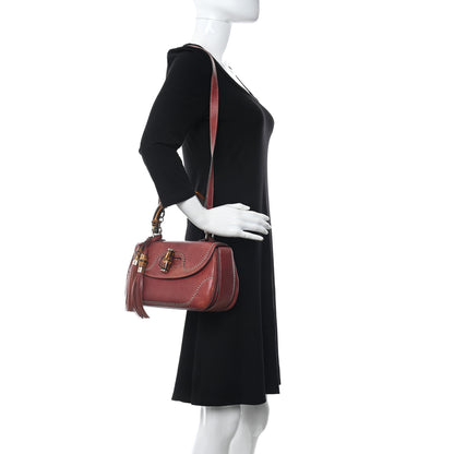 Gucci Calfskin Medium New Bamboo Top Handle Bag Red 2 of 13