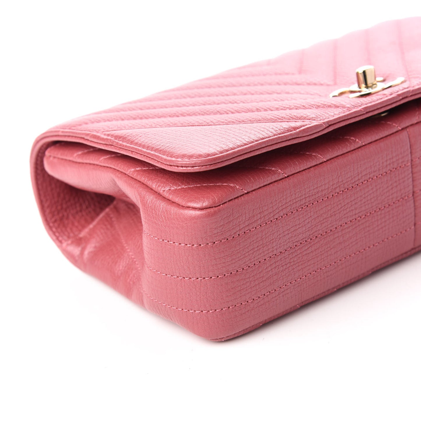 Calfskin Chevron Quilted Statement Flap Pink
