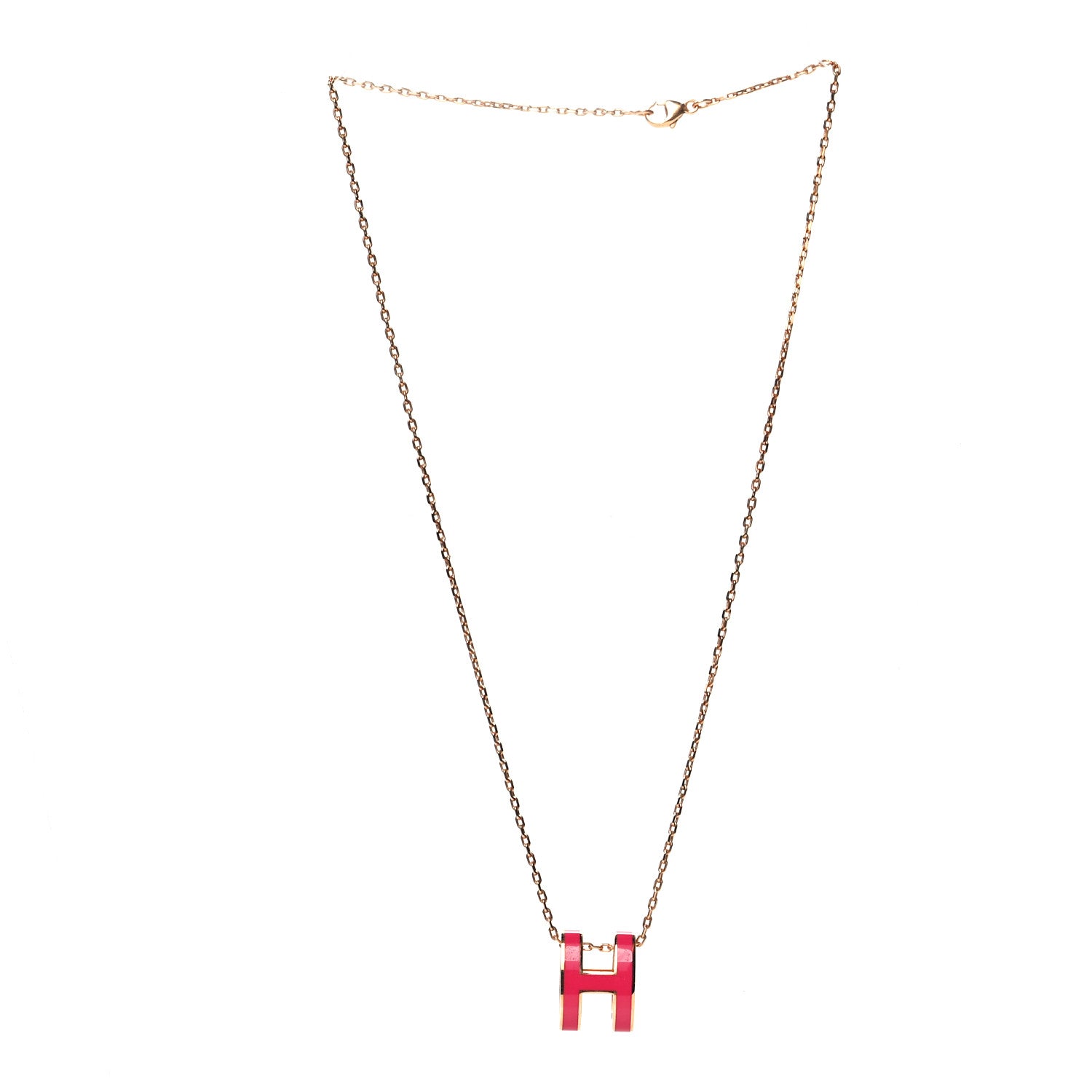 Hermes Lacquered Rose Gold Pop H Pendant Necklace Rose Extreme 3 of 5