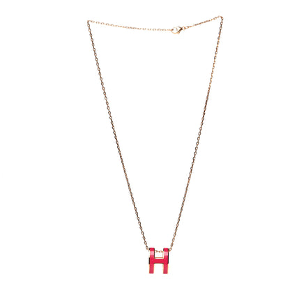Hermes Lacquered Rose Gold Pop H Pendant Necklace Rose Extreme 3 of 5