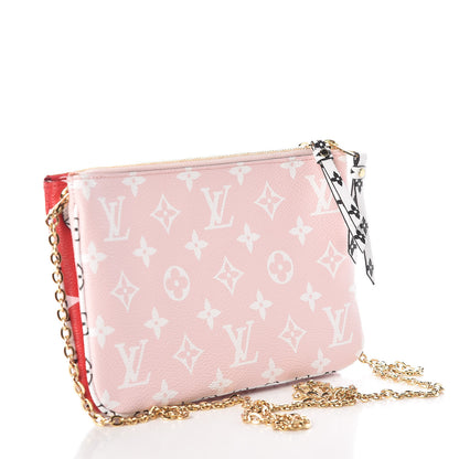 Louis Vuitton Monogram Giant Double Zip Pochette Rouge 3 of 9