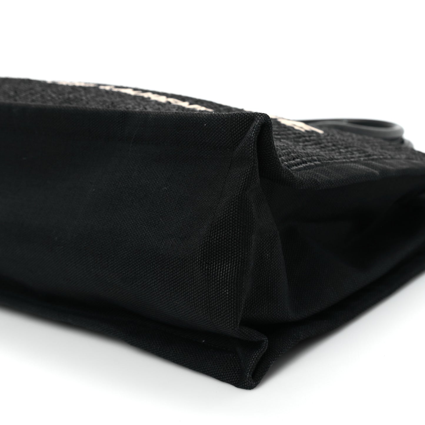 Raffia Linen Calfskin Rive Gauche Tote Black