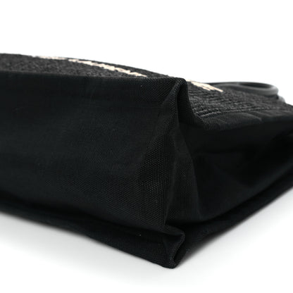 Saint Laurent Raffia Linen Calfskin Rive Gauche Tote Black 10 of 13