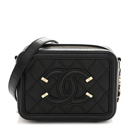 Chanel Caviar Quilted CC Filigree Vanity Clutch With Chain Black 1 of 11
