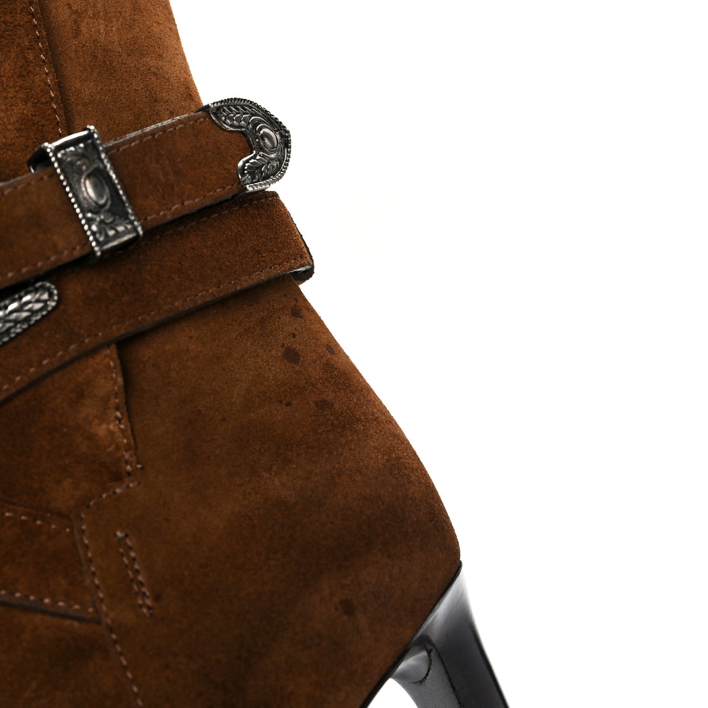 Suede Mica Buckle Western Ankle Booties Brown 39.5