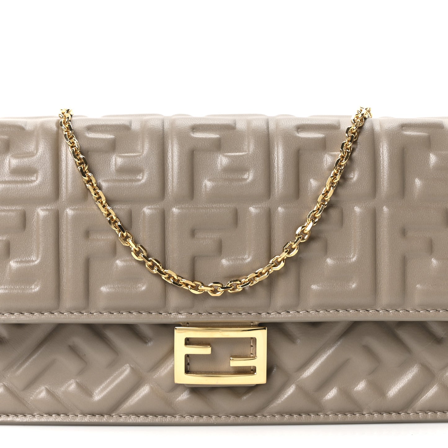 Nappa Matisse FF Embossed Wallet On Chain Baguette Grey