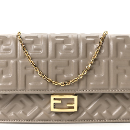 Fendi Nappa Matisse FF Embossed Wallet On Chain Baguette Grey 7 of 9