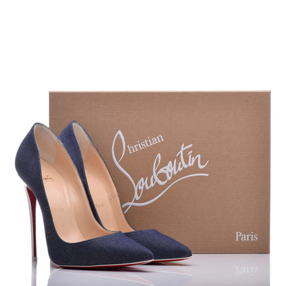 Christian Louboutin Denim Jazz Calf So Kate 120 Pumps 37.5 Blue White 14 of 14