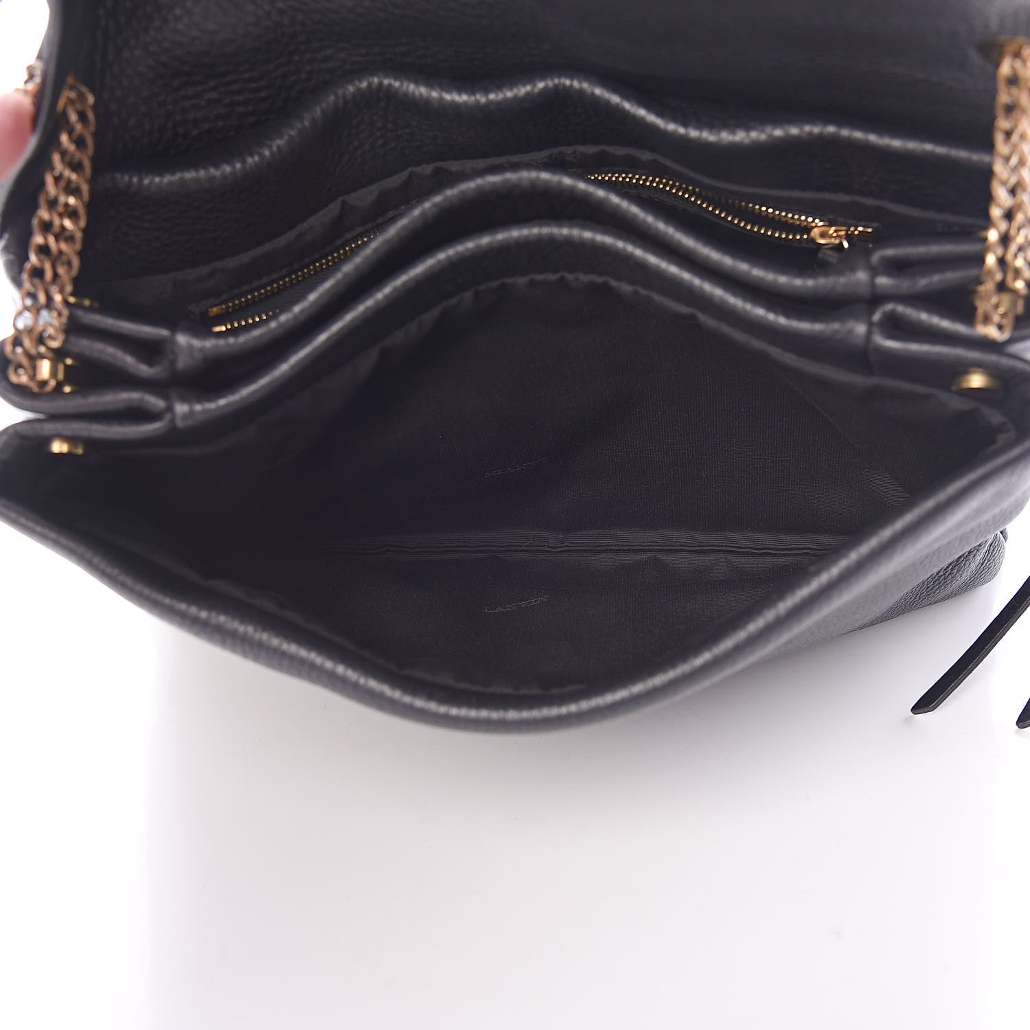 Lanvin Ostrich Calfskin Embossed Medium Sugar Flap Shoulder Bag Black Blue 7 of 14