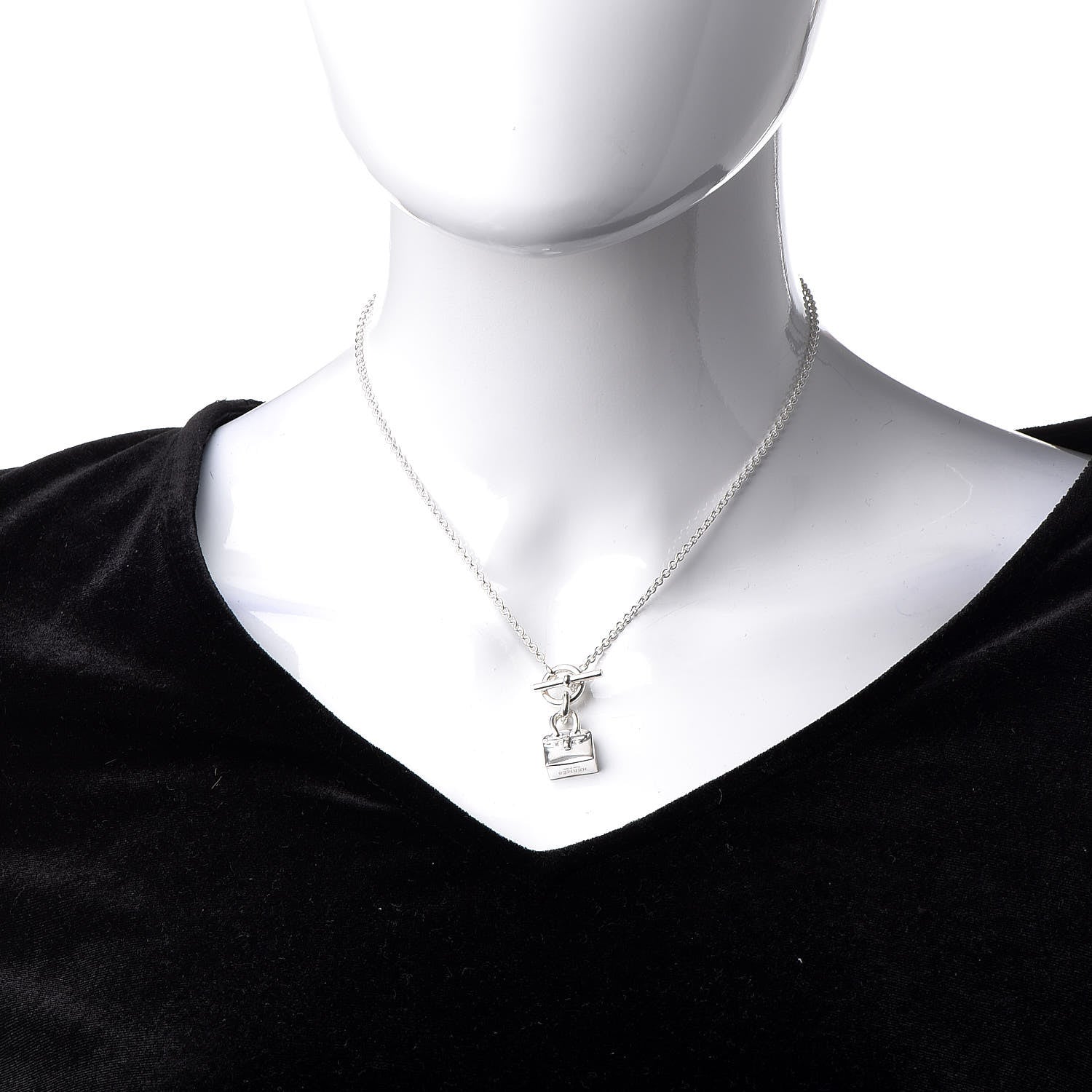 Hermes Sterling Silver Birkin Amulette Pendant Necklace 2 of 6