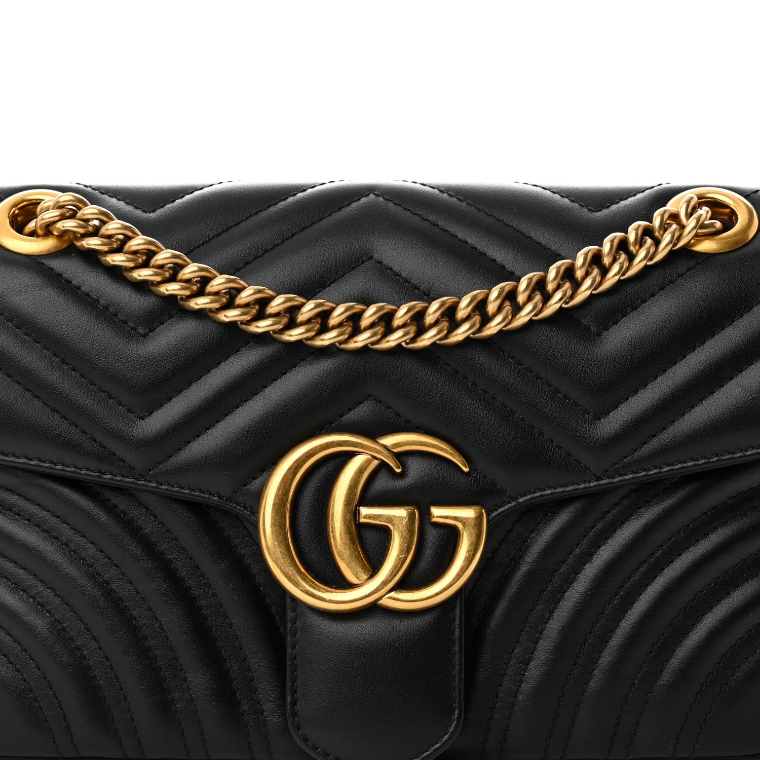 Gucci Calfskin Matelasse Small GG Marmont Shoulder Bag Black 8 of 13