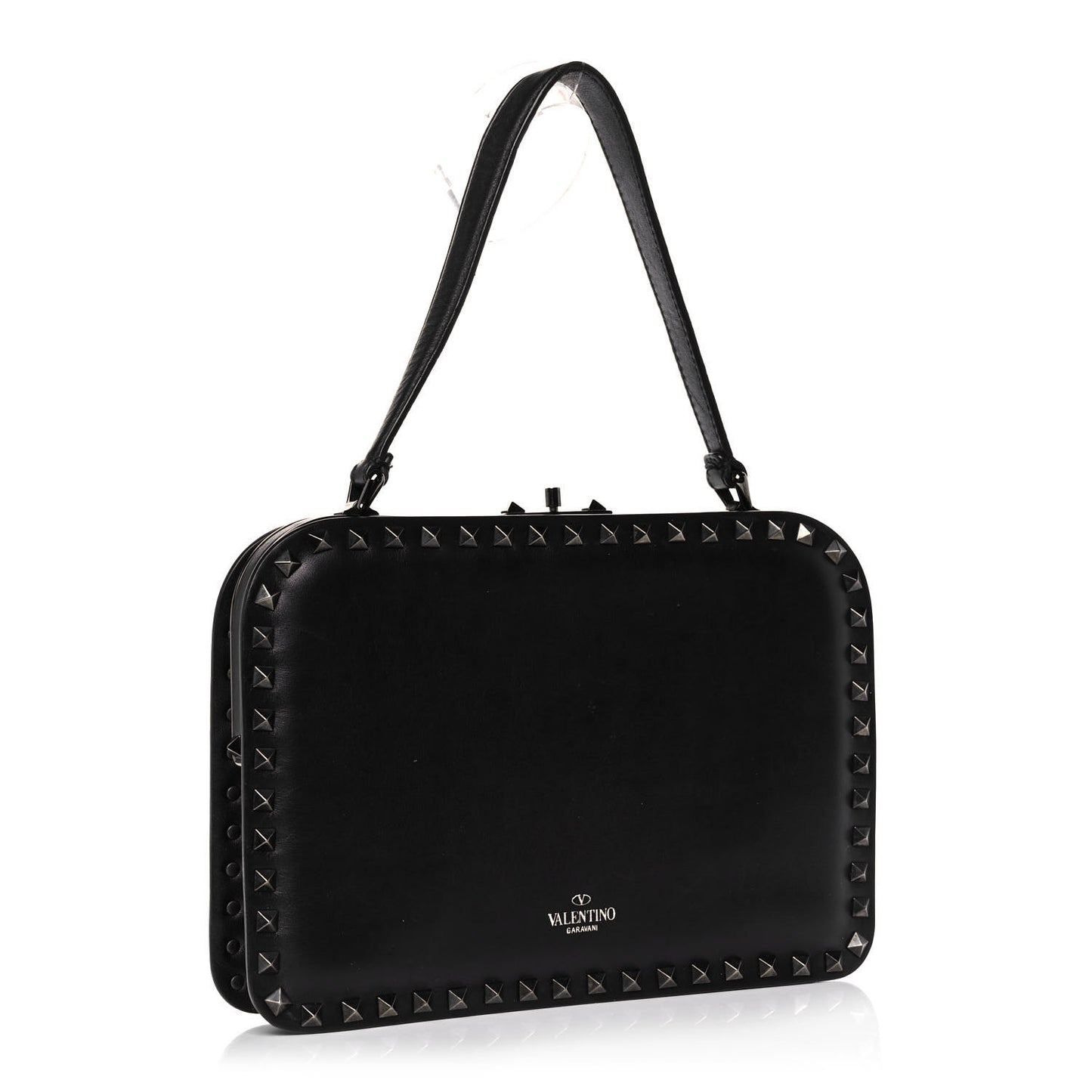 Vitello Rockstud All Over Top Handle Bag Black